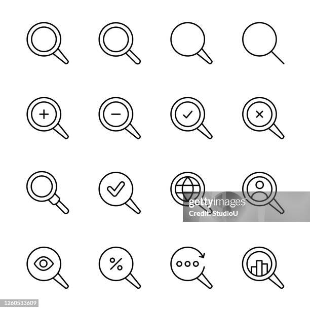 suchen von bearbeitbaren strichliniensymbolen - verfolgung stock-grafiken, -clipart, -cartoons und -symbole