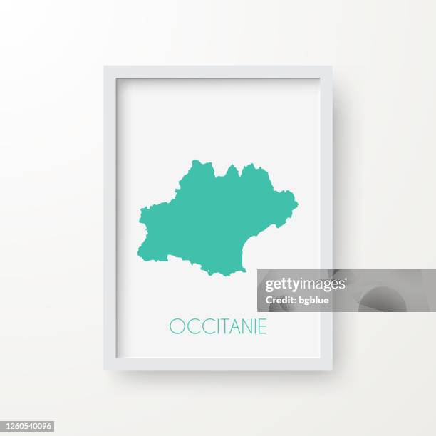 illustrazioni stock, clip art, cartoni animati e icone di tendenza di mappa dell'occitania in una cornice su sfondo bianco - haute garonne