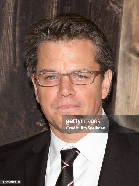 Actor Matt Damon attends the premiere of "True Grit" at the Ziegfeld Theatre on December 14, 2010 in New York City.