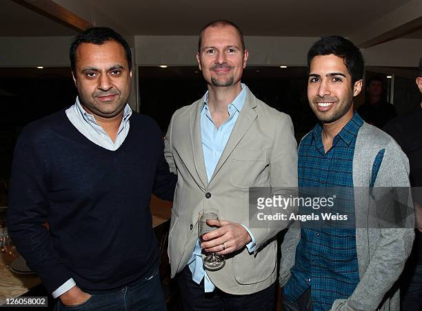 Director of Syco Sonny Takhar, Mio Vukovic of AAM and sonwriter Savan Kotecha attend the Friends N Family Dinner at The Jack Warner Estate on...