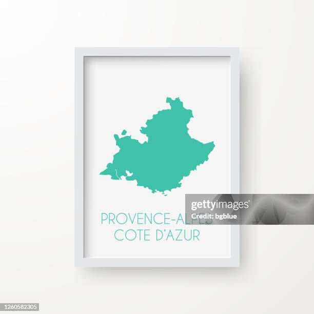 provence-alpes-cote d'azur map in a frame on white background - provence interior stock illustrations