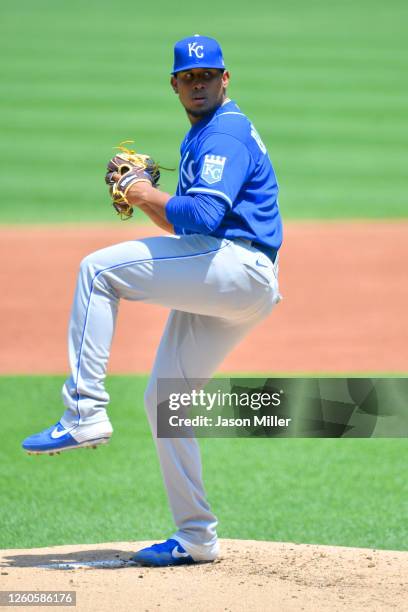 Starting pitcher Ronald Bolanos of the Kansas City Royals pitches during the second inning against the Cleveland Indians at Progressive Field on July...