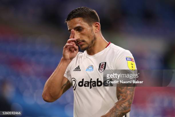 Anthony Knockaert of Fulham during the Sky Bet Championship Play Off Semi-final 1st Leg match between Cardiff City and Fulham at Cardiff City Stadium...