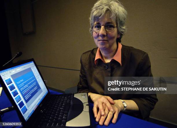 American scientist Theresa M. Vaughan of the Laboratory of Cognitive Sciences Wadsworth Center of Albany, New York, presents the Brain Computer...