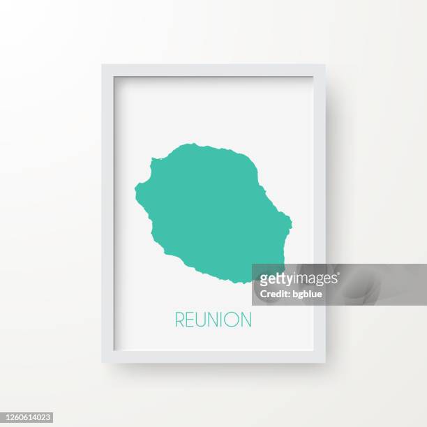 reunion map in a frame on white background - la reunion stock illustrations