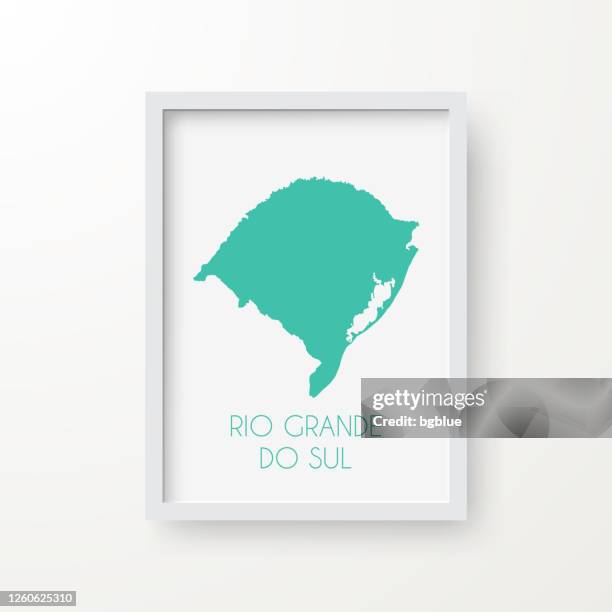 rio grande do sul map in a frame on white background - rectangle border stock illustrations