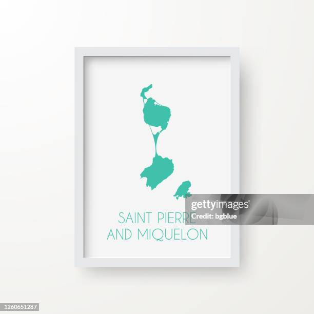 saint pierre and miquelon map in a frame on white background - newfoundland and labrador stock illustrations