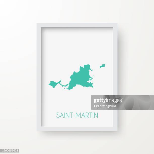 saint-martin map in a frame on white background - marigot stock illustrations