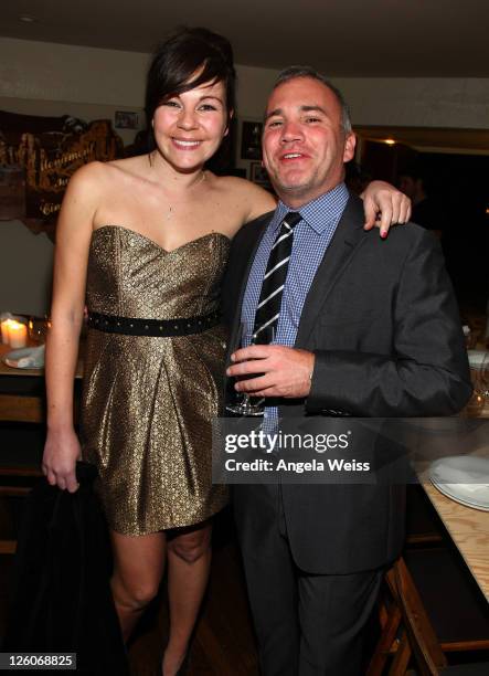 Manager Ami Spishock and manager Ian Montone attend the Friends N Family Dinner at The Jack Warner Estate on February 10, 2011 in Los Angeles,...