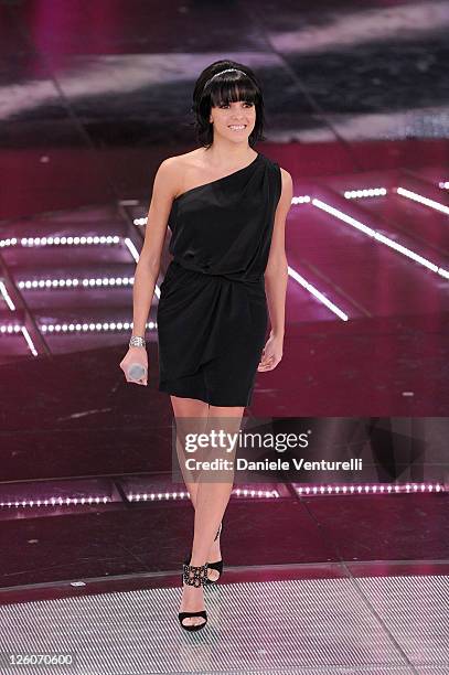 Raquel Del Rosario attends the 61th Sanremo Song Festival at the Ariston Theatre on February 17, 2011 in San Remo, Italy.