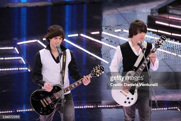 Btwins attends the 61th Sanremo Song Festival at the Ariston Theatre on February 17, 2011 in San Remo, Italy.