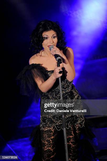 Giusy Ferreri attends the 61th Sanremo Song Festival at the Ariston Theatre on February 17, 2011 in San Remo, Italy.