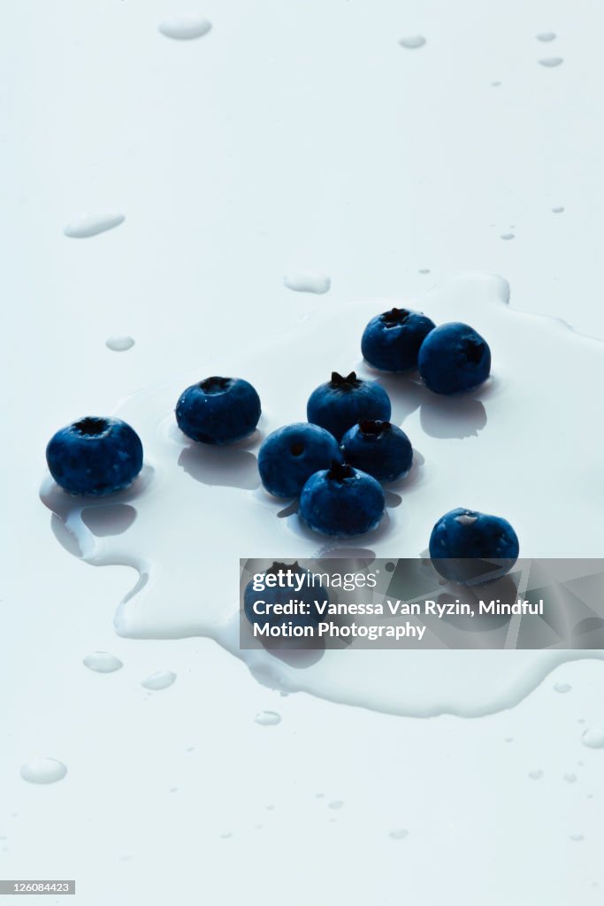 Blueberries in water