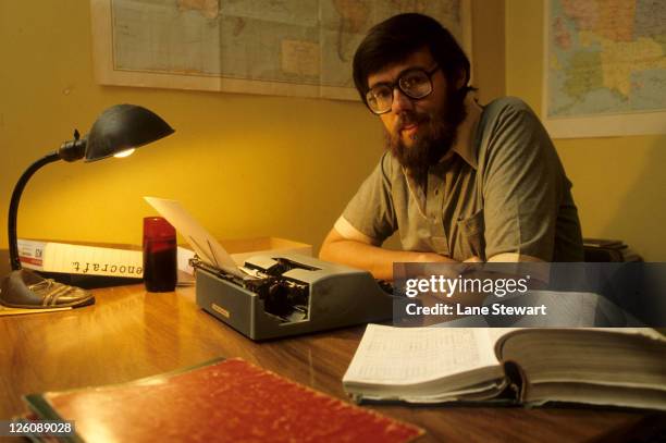 Portrait of statistician Bill James during photo shoot at home. James is an author and the founder of Sabermetrics. Lawrence, KS 5 / 4 / 1981 CREDIT:...
