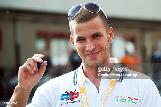 Imre Toth of Hungary and Team Hungary Toth smiles during an autograph signing session at the Paddock Show during the Superbike World Championship...