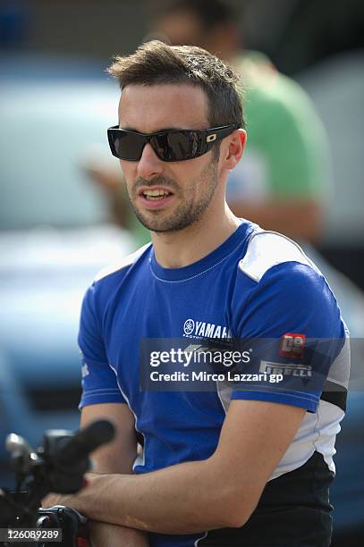 Eugene Laverty of Ireland and Yamaha World Superbike Team smiles during an autograph signing session at the Paddock Show during the Superbike World...