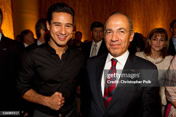 Angeles, California. CA Mario Lopez and President of Mexico Felipe Calderon attend the Los Angeles premier of forthcoming public television special,...