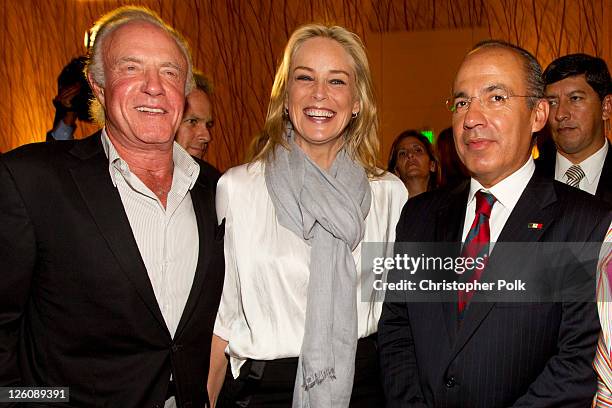 Angeles, California. CA James Caan, Sharon Stone and President of Mexico Felipe Calderon attend the Los Angeles premier of the forthcoming public...