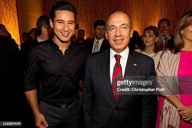 Mario Lopez and President of Mexico Felipe Calderon attend the Los Angeles premier of the forthcoming public television special, "Mexico: The Royal...