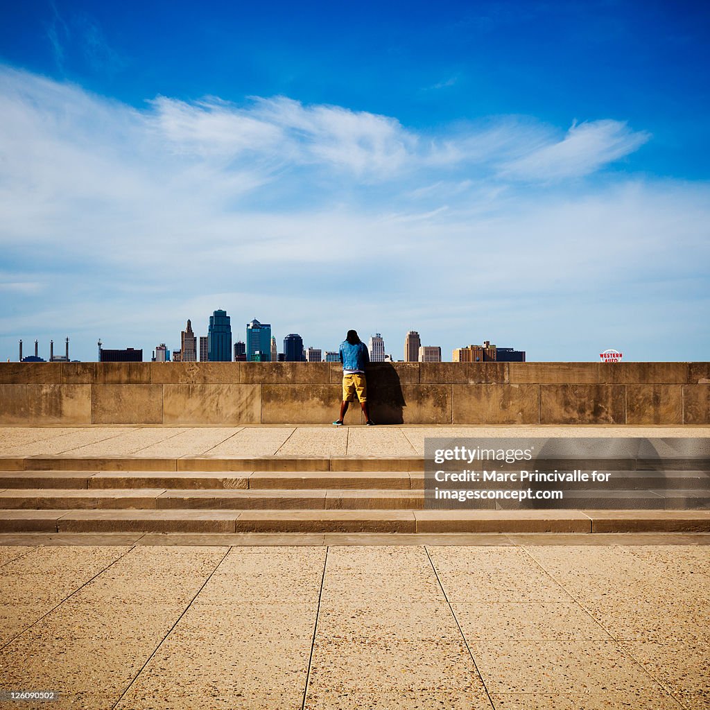 Man looking at view