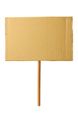Blank cardboard protest sign on white background.