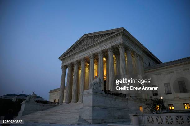 The U.S. Supreme Court is shown at dusk on June 28, 2023 in Washington, DC. The high court is expected to release more opinions tomorrow ahead of its...