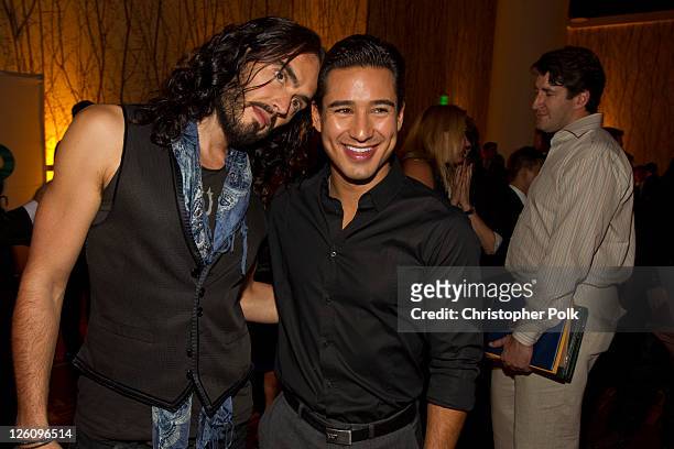 Russell Brand and Mario Lopez celebrate their favorite destination at the LA premiere of "Mexico: The Royal Tour" at JW Marriott Los Angeles at L.A....
