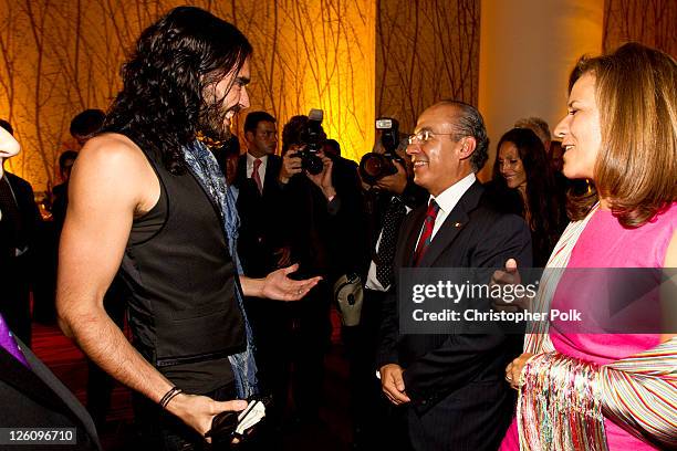 Russell Brand and President of Mexico Felipe Calderon attend the Los Angeles premier of the forthcoming public television special, "Mexico: The Royal...