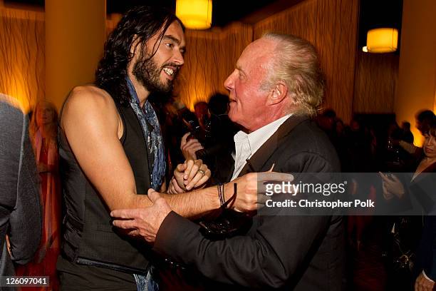 Russell Brand and James Caan celebrate their favorite destination at the LA premiere of "Mexico: The Royal Tour" at JW Marriott Los Angeles at L.A....