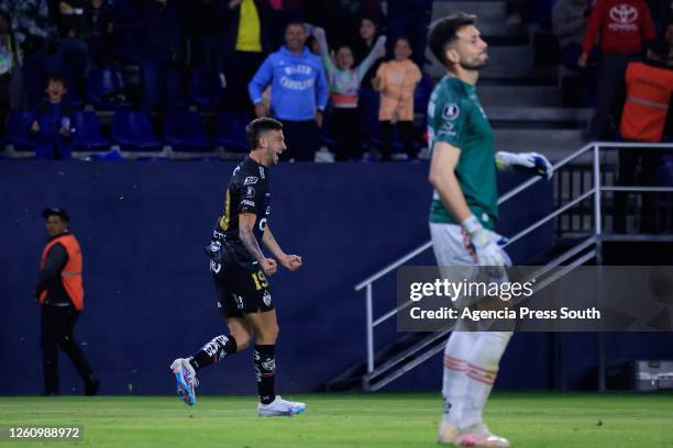 Lautaro Diaz of Independiente del Valle celebrates after scoring the team's second goal during a group E match between Independiente Del Valle and...