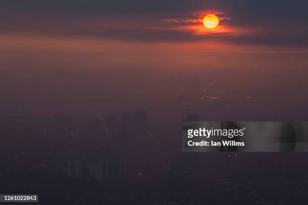 Smoke from wildfires in the provinces of Quebec and Nova Scotia is seen on June 28, 2023 in Toronto, Canada.