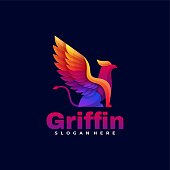 Vector Illustration Griffin Gradient Colorful Style.