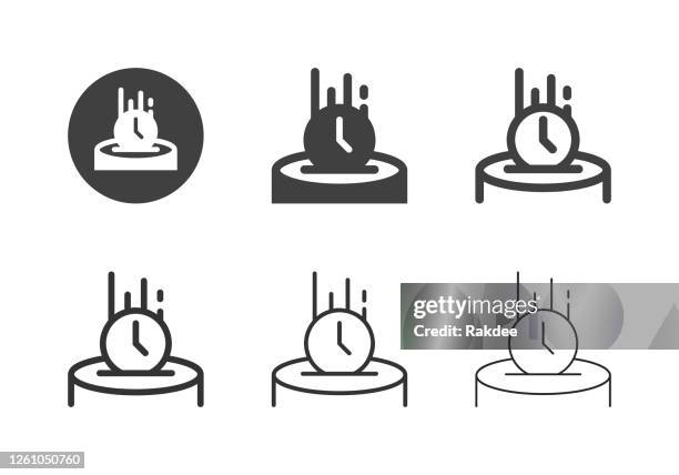 saving time icons - multi series - time clock stock illustrations