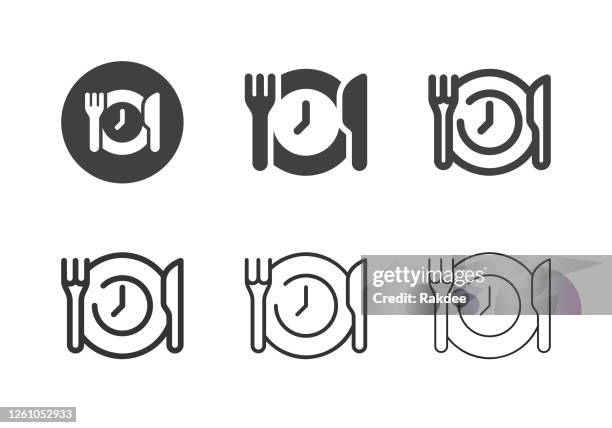 dinner time icons - multi series - school-cafeteria stock illustrations