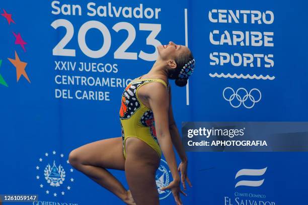 Jessica Sobrino of team Mexico poses for photographs during the Team Free Final of Artistic Swimming competition as part of the 2023 Central American...