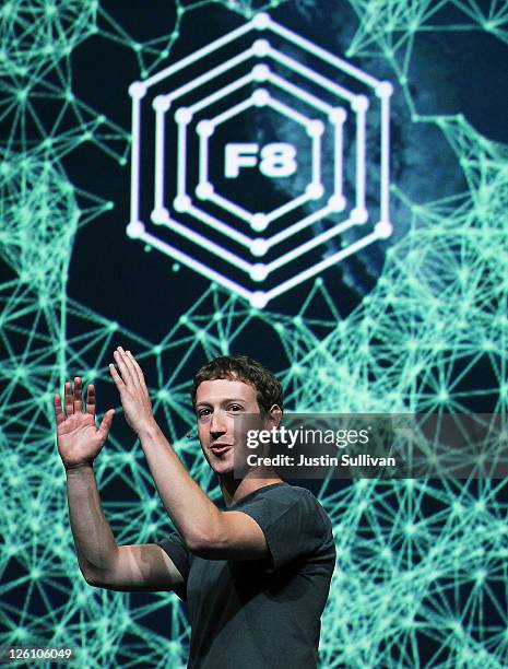 Facebook CEO Mark Zuckerberg delivers a keynote address during the Facebook f8 conference on September 22, 2011 in San Francisco, California....