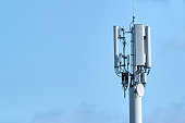 5G Network Connection Concept-5G smart cellular network antenna base station on the telecommunication mast