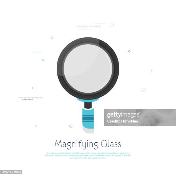 magnifying glass vector icon, flat cartoon magnifier - macro view stock illustrations