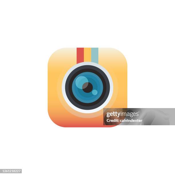 camera icon design element - camera lens reflection stock illustrations