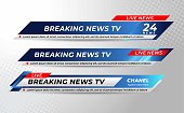 Set Of Broadcast News Lower Thirds Banner Template with Simple Concept  for Television, Media Channel, Video. Vector Illustration