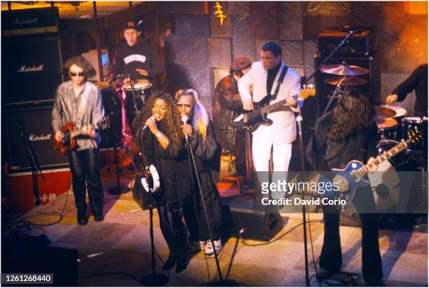 George Clinton, Denise Johnson and Primal Scream performing at NBC TV Studios, NYC 20 July 1996.