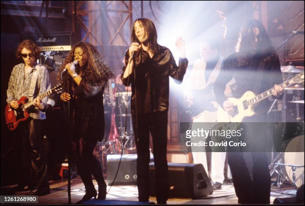 Primal Scream with Denise Johnson and Bobby Gillespie on vocals performing at NBC TV Studios, NYC 20 July 1996.