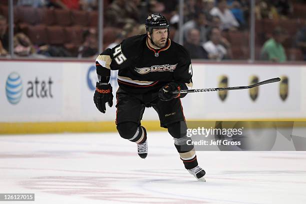 Brian McGrattan of the Anaheim Ducks skates against the San Jose Sharks at Honda Center on September 21, 2011 in Anaheim, California.