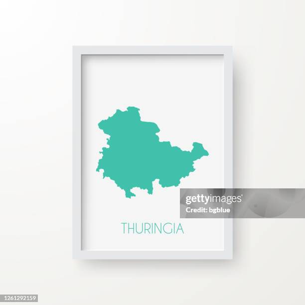 thuringia map in a frame on white background - photo border stock illustrations