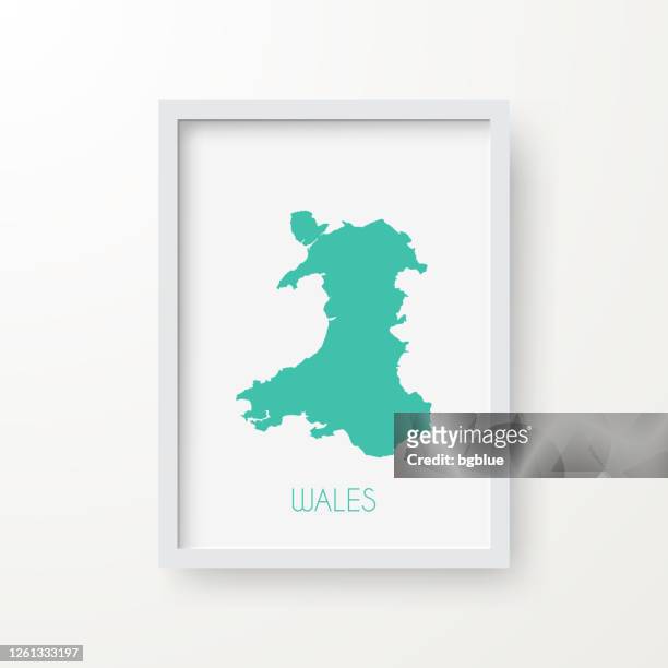 wales map in a frame on white background - cardiff stock illustrations