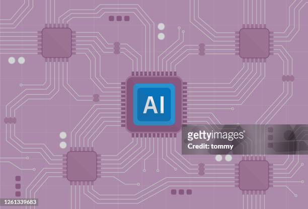 ai symbol on a chipset - robotics stock illustrations