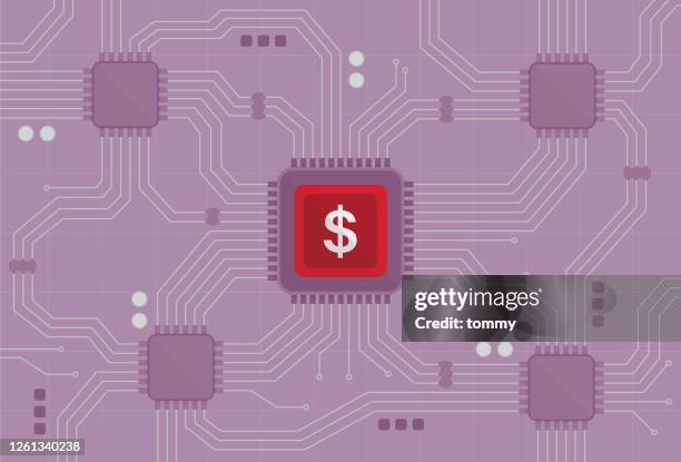 us dollar sign on a chipset - computer chip stock illustrations