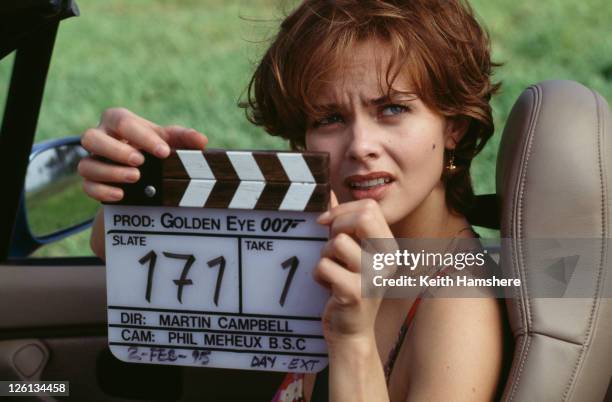 Polish actress Izabella Scorupco prepares to film a scene for the James Bond film 'GoldenEye', 2nd February 1995. The film was directed by Martin...