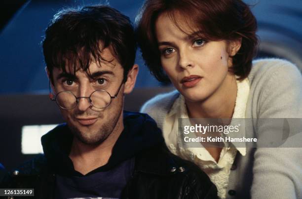Polish actress Izabella Scorupco and Scottish actor Alan Cumming star as Russian computer programmers in the James Bond film 'GoldenEye', 1995.