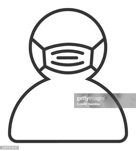 man with mask icon - flu virus stock illustrations